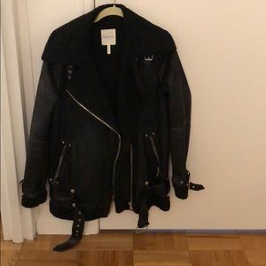 Ave Les Filles Oversized Shearling Moto Jacket